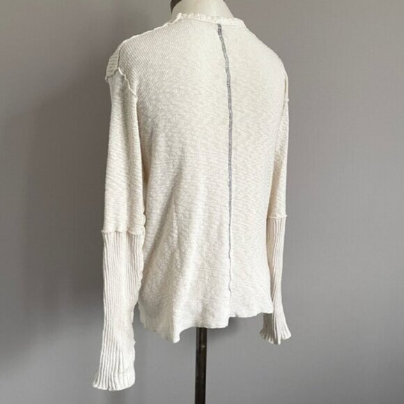 Pete Collection Ivory Slubbed Cotton Long Sleeve Knit Top - S/M 🇺🇸 - Picture 11 of 12